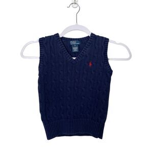 Polo Ralph Lauren Classic Navy Cable Knit Sweater Vest | Youth Size 5 Preppy
